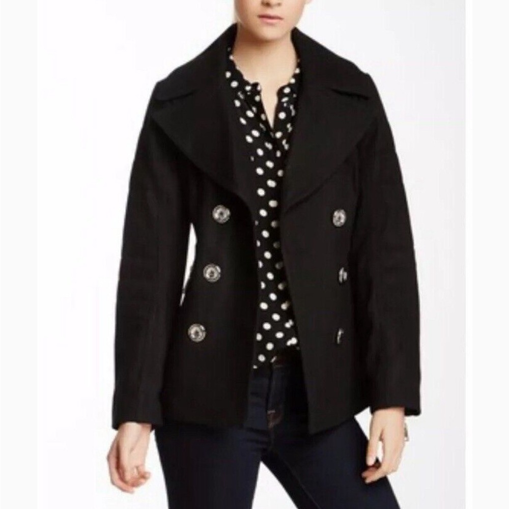Miss Sixty M60 -‎ women’s black wool blend coat double breasted jacket size S